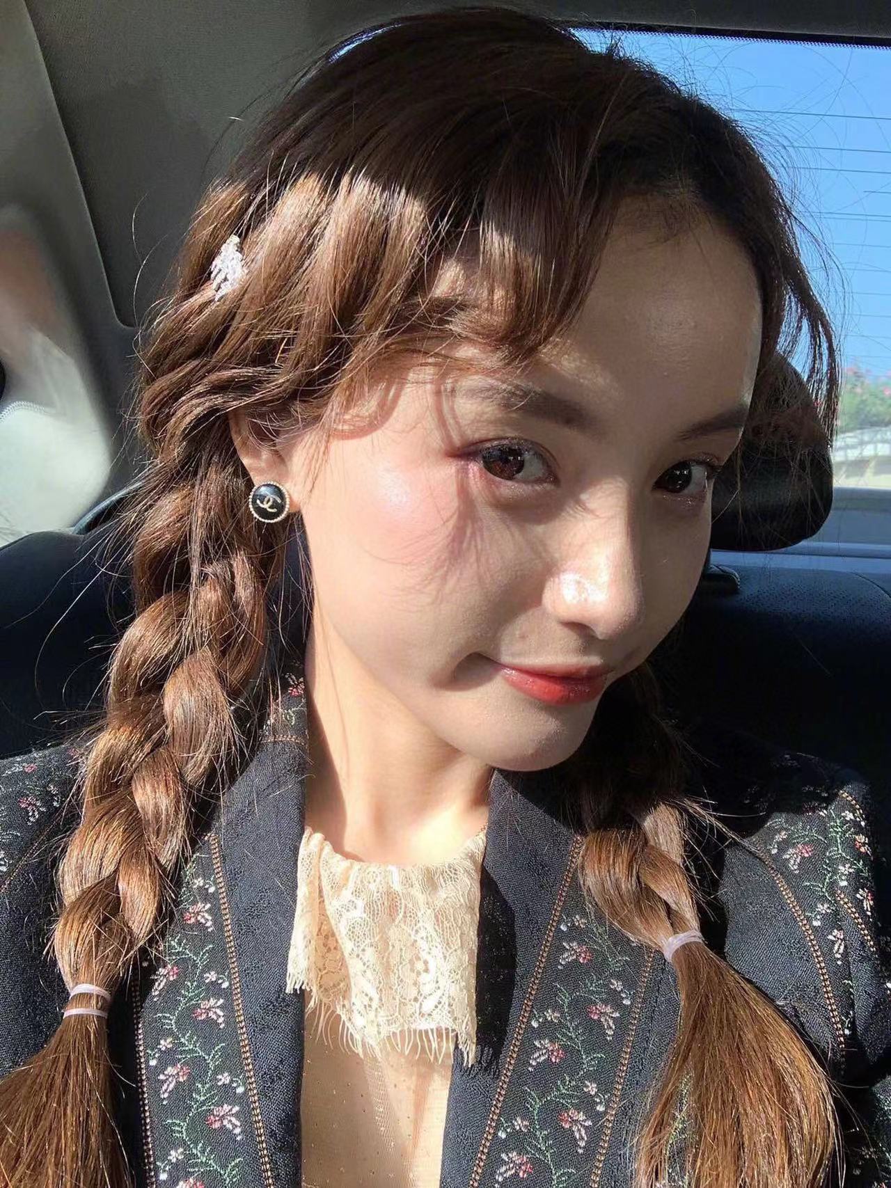 CHANE1 ブラック ラウンド ダブル C スタッド ピアス【50％割引+送料無料】