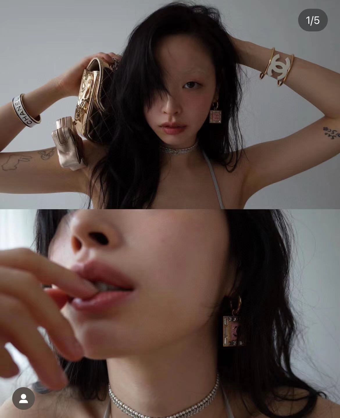 CHANE1 スクエア ダブルC ピアス【50％割引+送料無料】