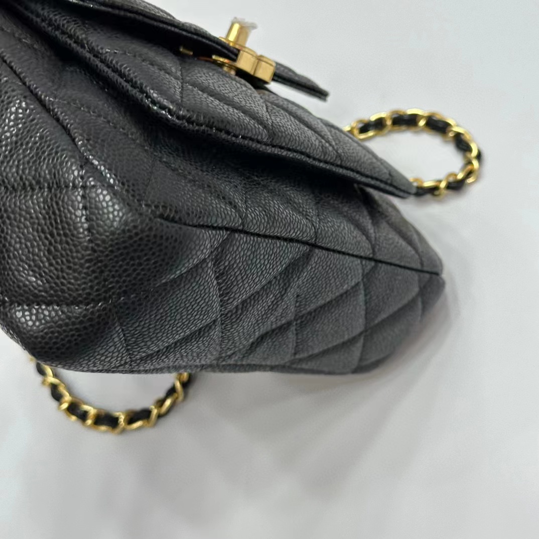 CHANE1 ブラック ゴールド ペブルド レザー ショルダー クロスボディ バッグ【50％割引+送料無料】