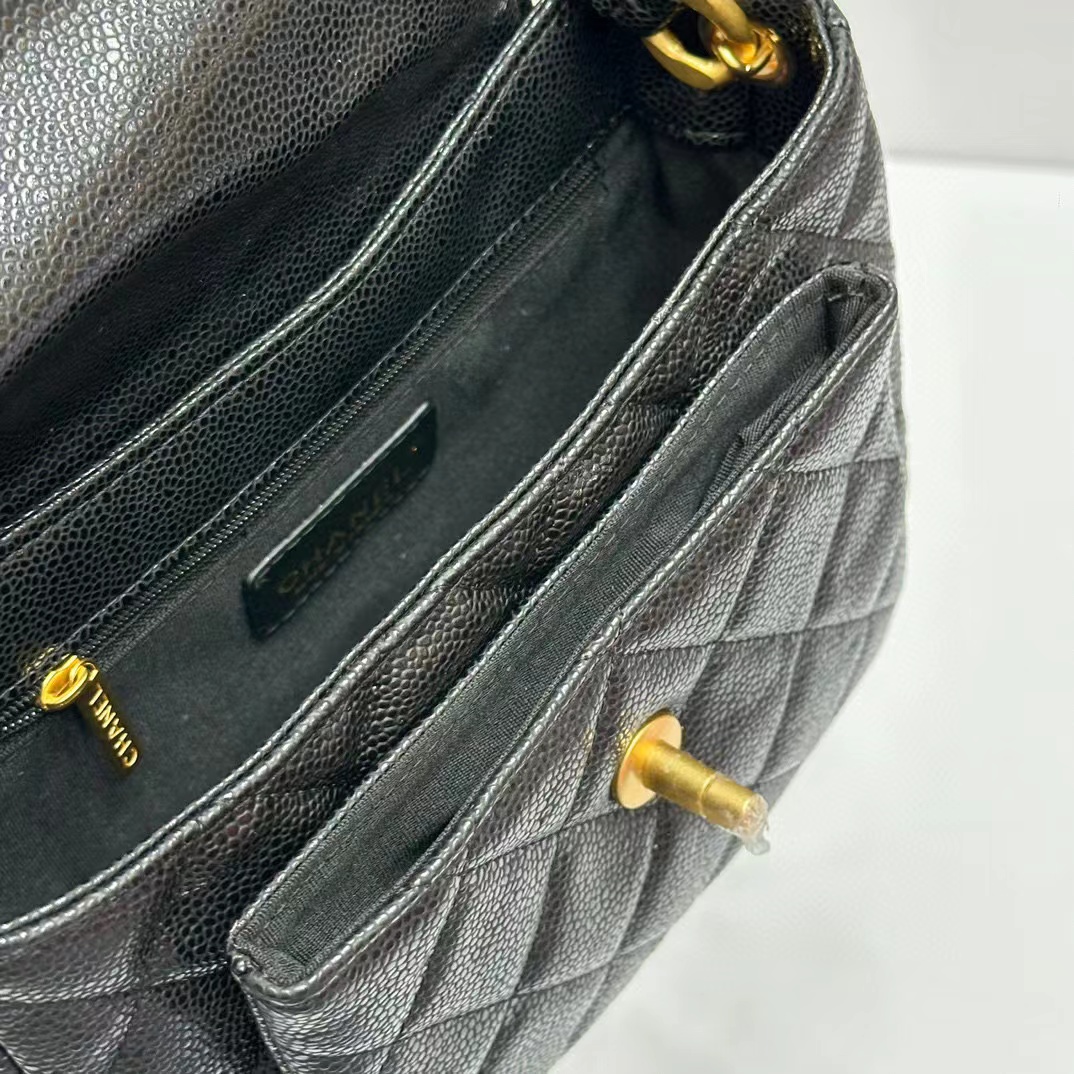 CHANE1 ブラック ゴールド ペブルド レザー ショルダー クロスボディ バッグ【50％割引+送料無料】