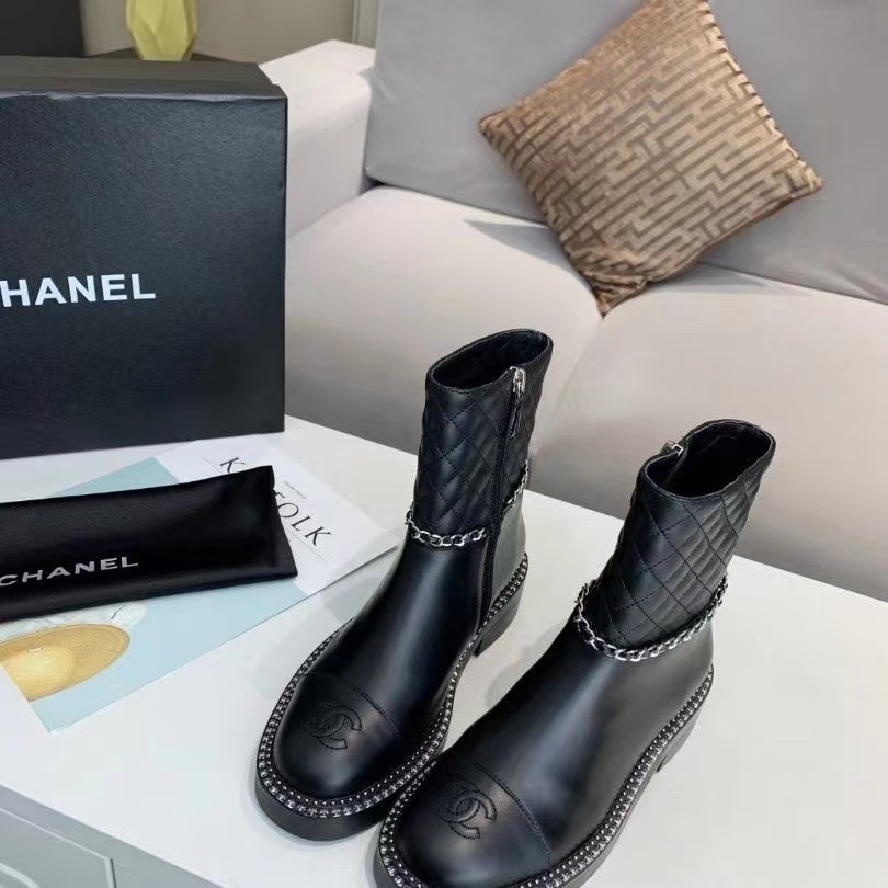 CHANE1 シンプルチェーンダブルCショートブーツ【50％割引+送料無料】