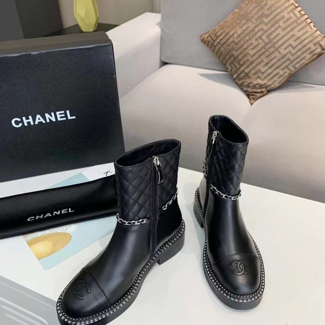CHANE1 シンプルチェーンダブルCショートブーツ【50％割引+送料無料】