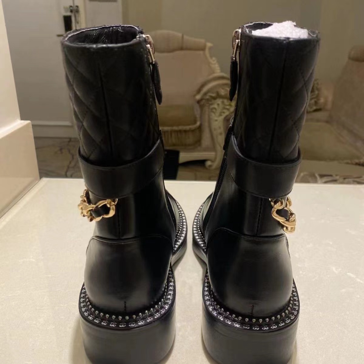 CHANE1 シンプルチェーンショートブーツ【50％割引+送料無料】