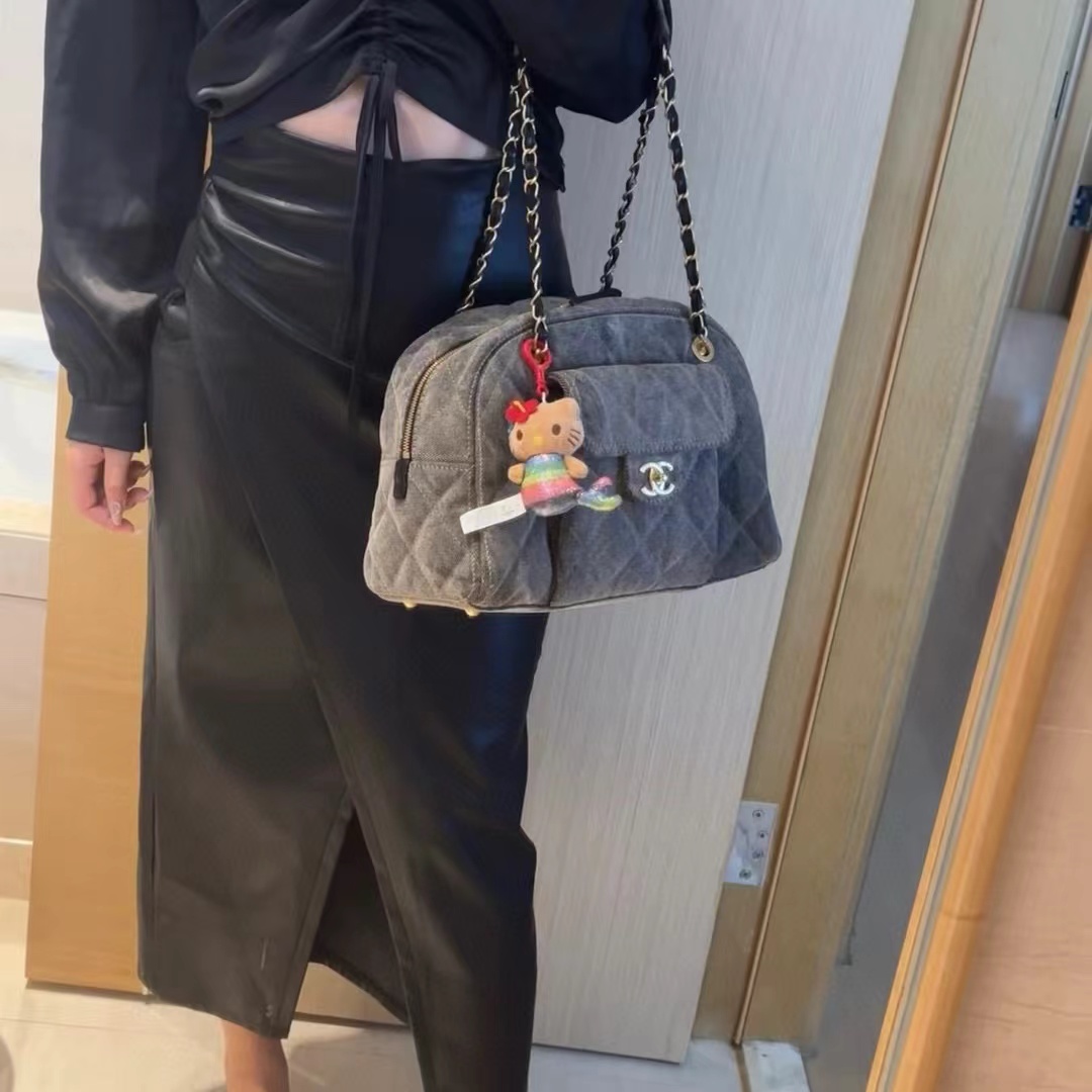 CHANE1 レトロデニムチェーンボウリングバッグ【50％割引+送料無料】