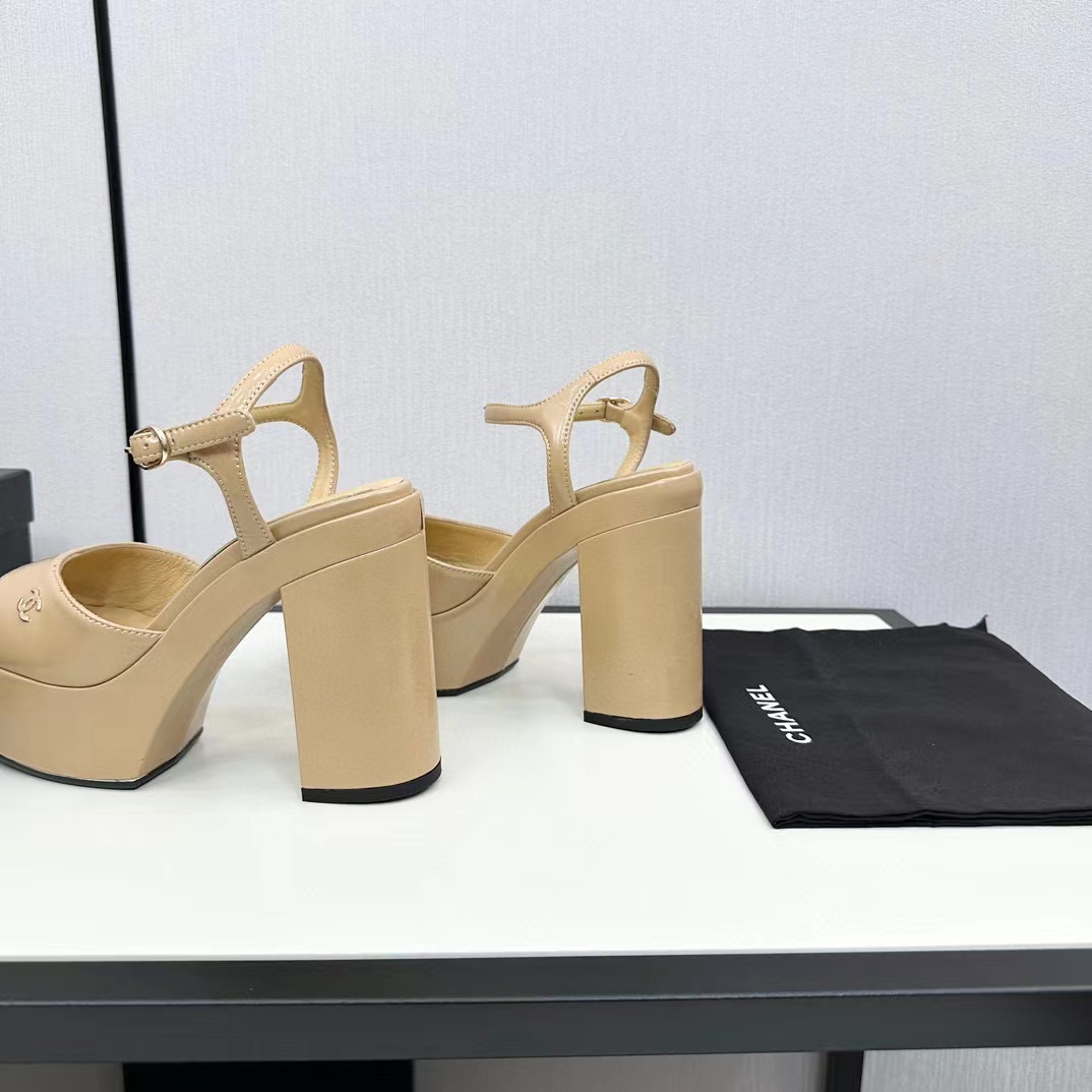 CHANE1 高品質ダブル C 牛革ハイヒール【50％割引+送料無料】