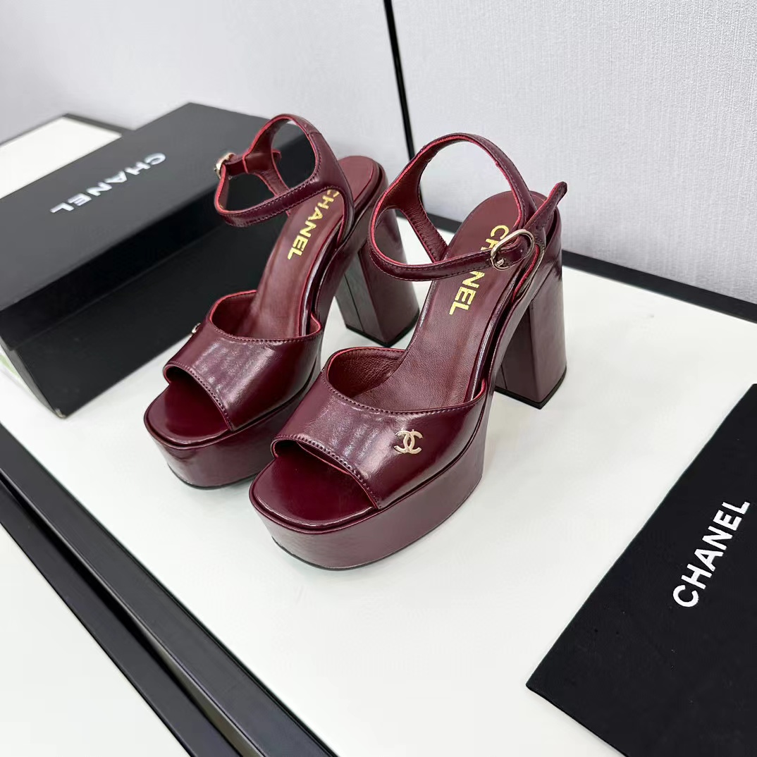 CHANE1 高品質ダブル C 牛革ハイヒール【50％割引+送料無料】