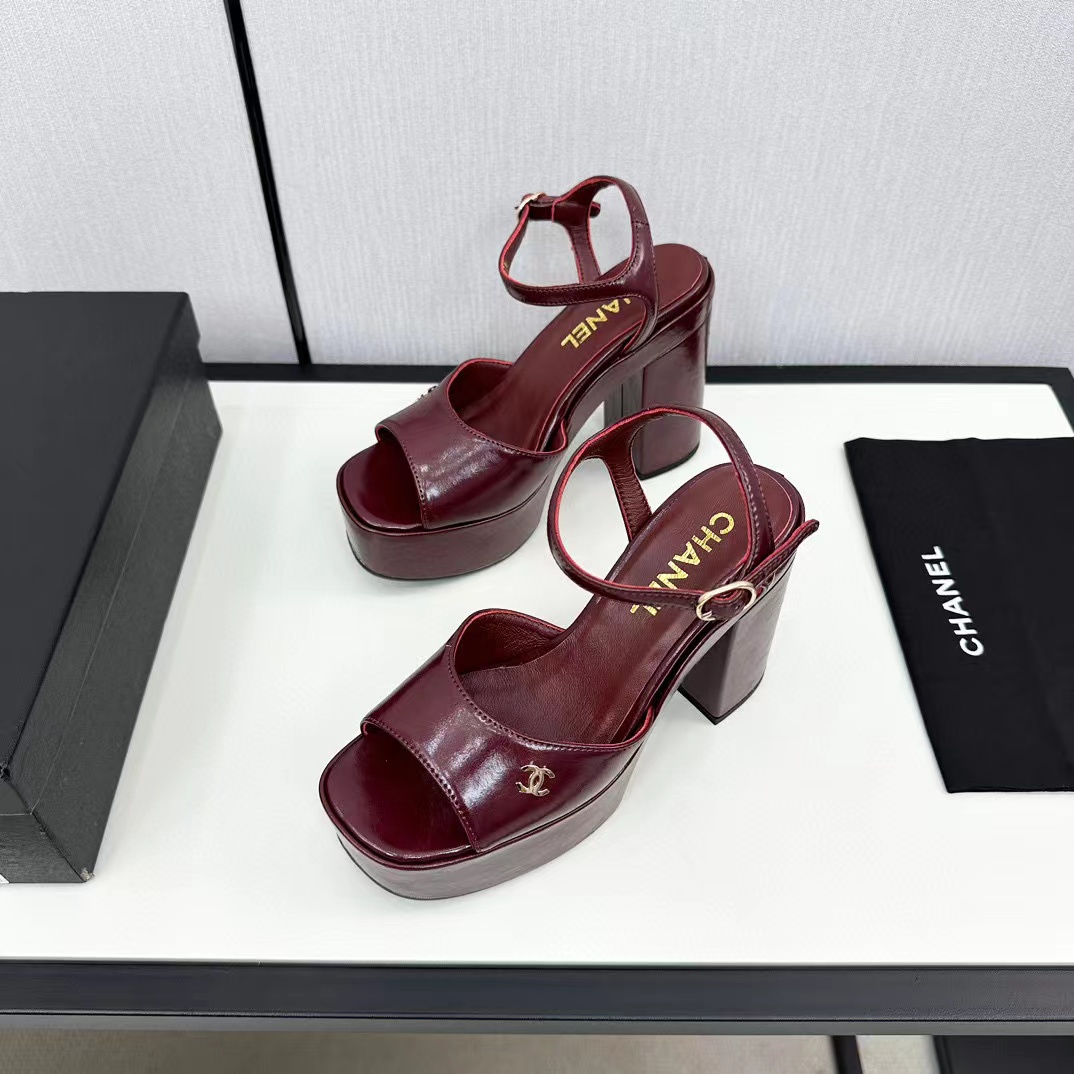CHANE1 高品質ダブル C 牛革ハイヒール【50％割引+送料無料】