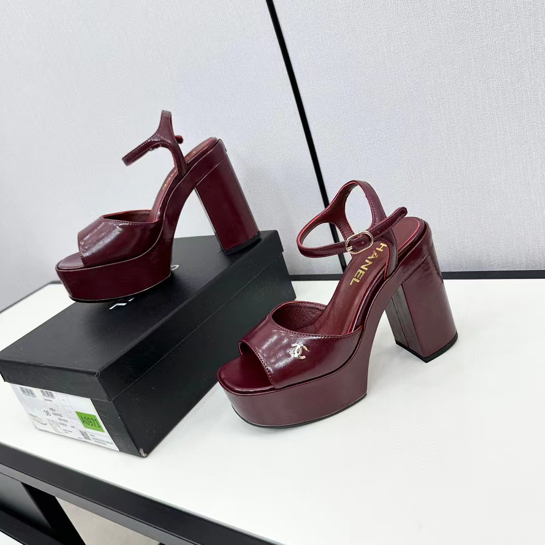 CHANE1 高品質ダブル C 牛革ハイヒール【50％割引+送料無料】