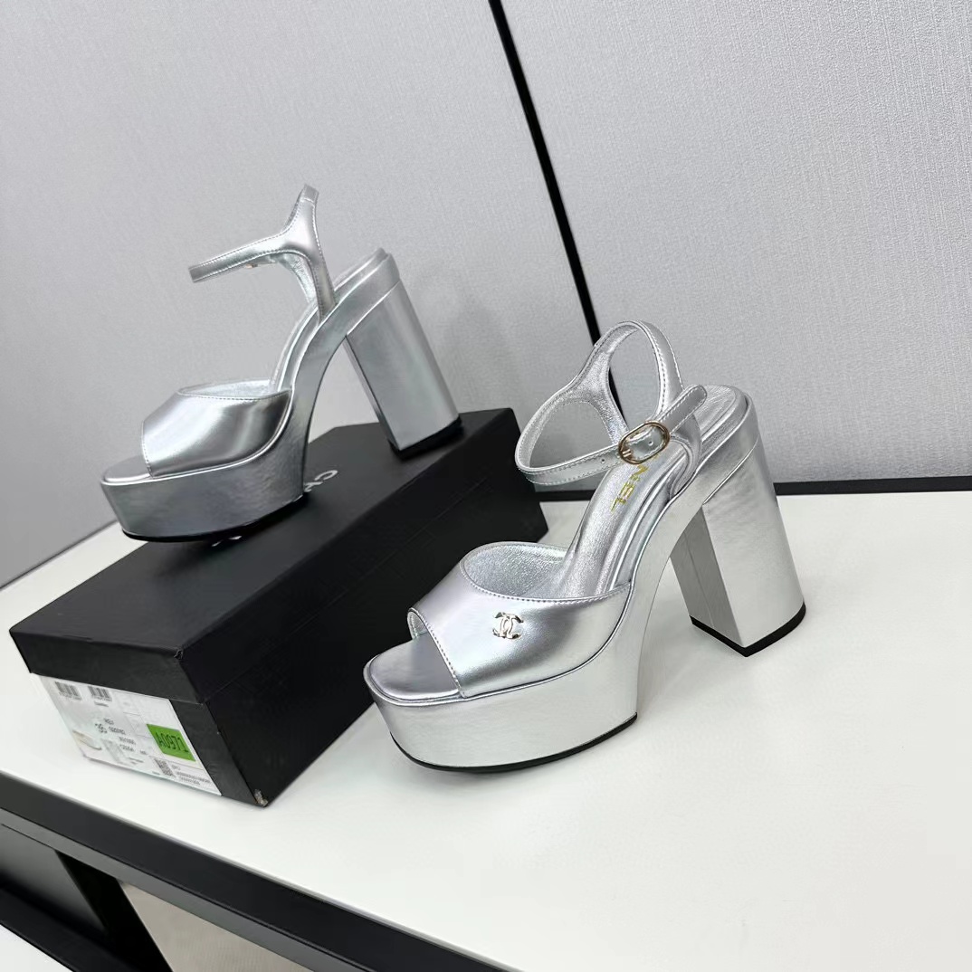 CHANE1 高品質ダブル C 牛革ハイヒール【50％割引+送料無料】