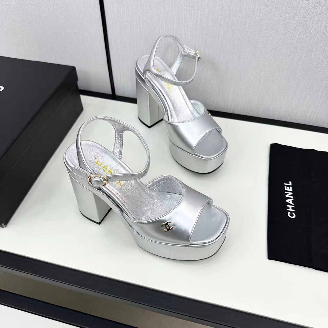 CHANE1 高品質ダブル C 牛革ハイヒール【50％割引+送料無料】