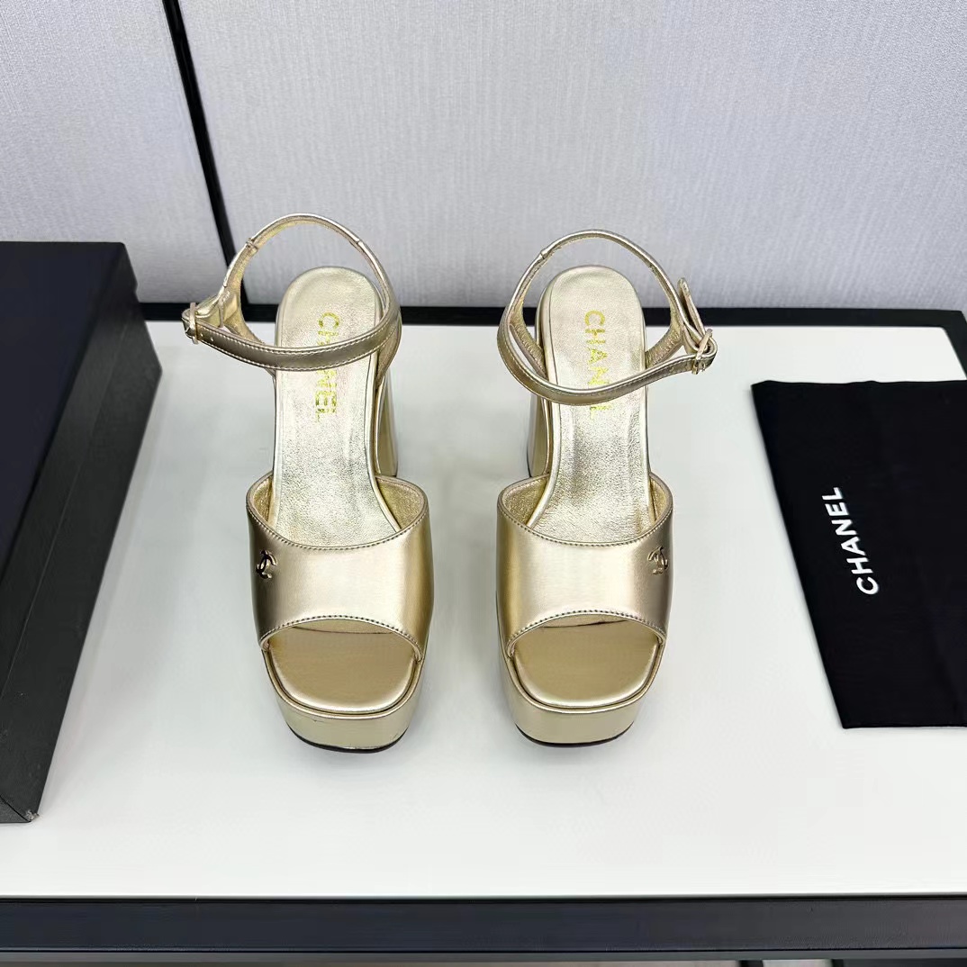 CHANE1 高品質ダブル C 牛革ハイヒール【50％割引+送料無料】