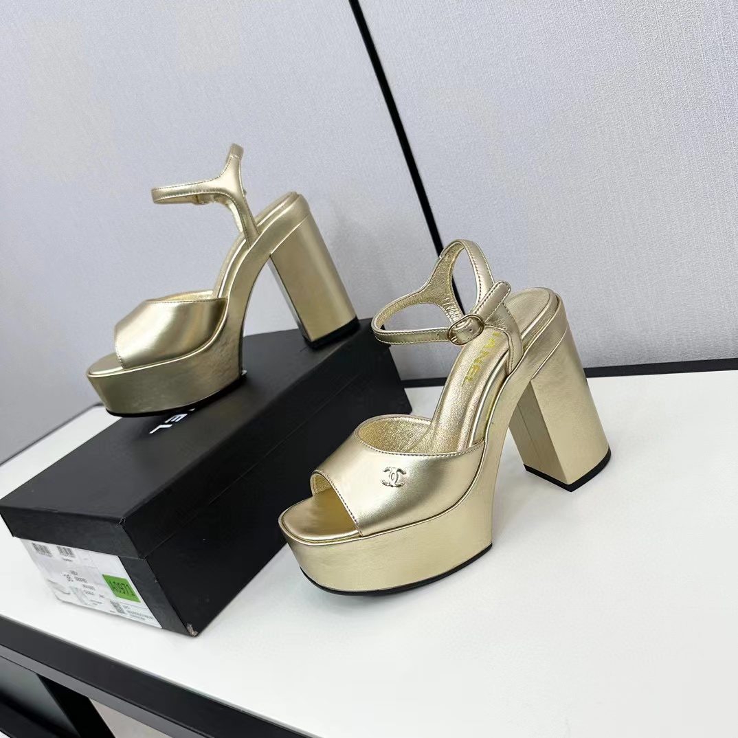 CHANE1 高品質ダブル C 牛革ハイヒール【50％割引+送料無料】