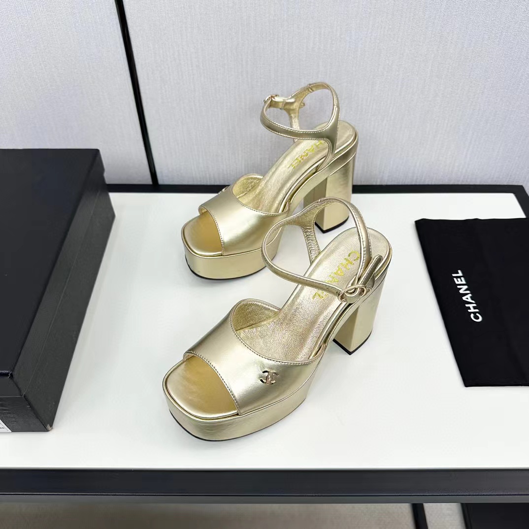 CHANE1 高品質ダブル C 牛革ハイヒール【50％割引+送料無料】