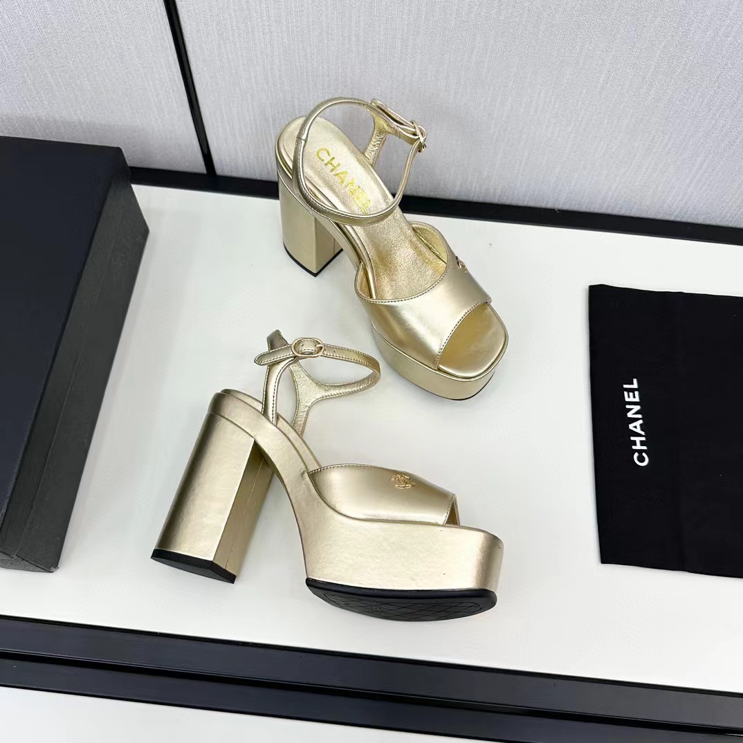CHANE1 高品質ダブル C 牛革ハイヒール【50％割引+送料無料】