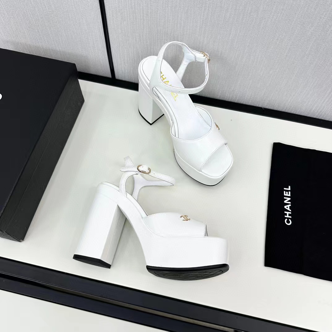 CHANE1 高品質ダブル C 牛革ハイヒール【50％割引+送料無料】