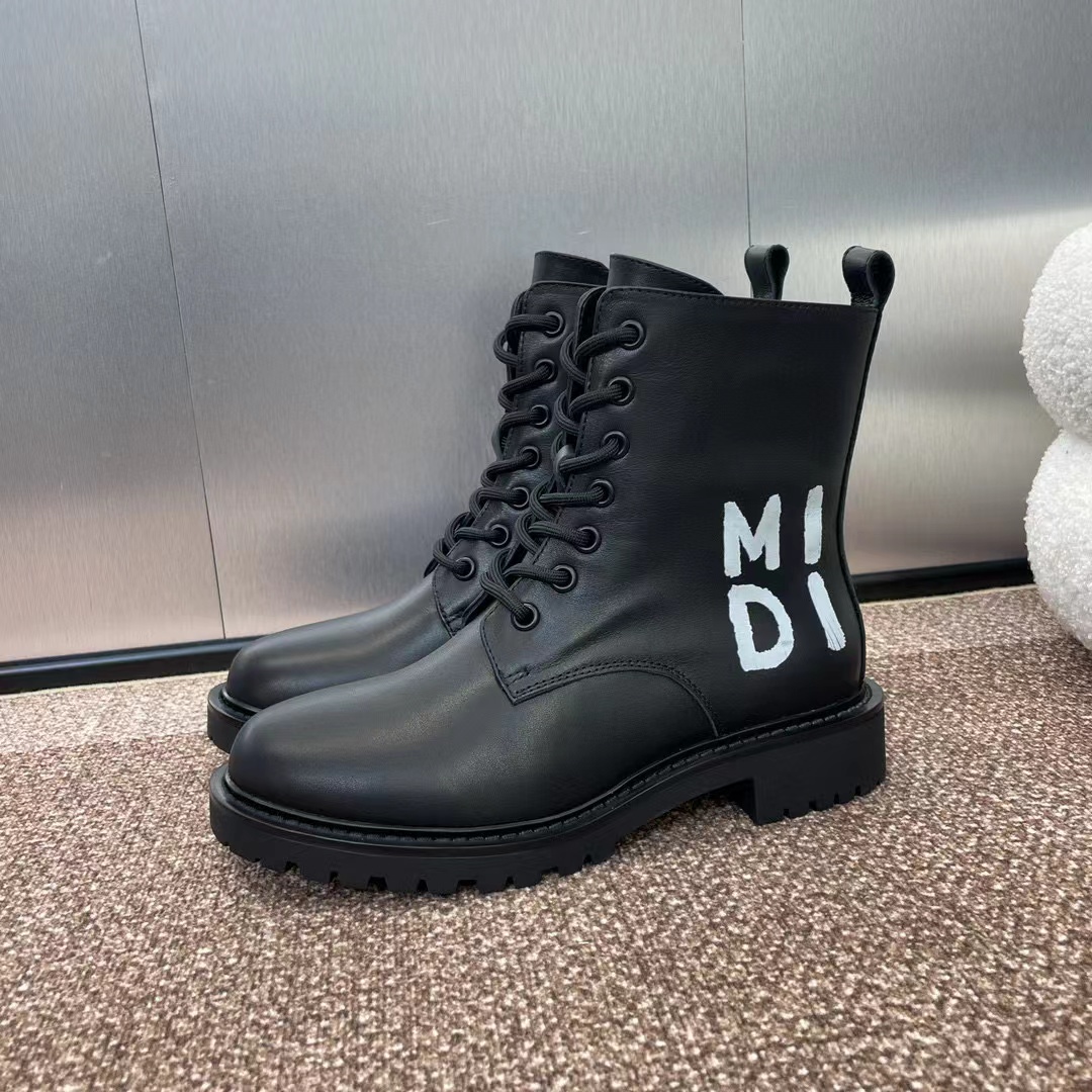 MISS DI0R高品質のレースアップ グラフィティ モーターサイクル ブーツ【50％割引+送料無料】