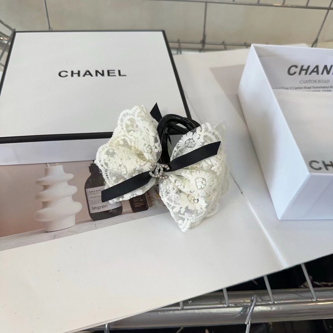 CHANE1 ダブルC レース ヘアクリップ【50％割引+送料無料】