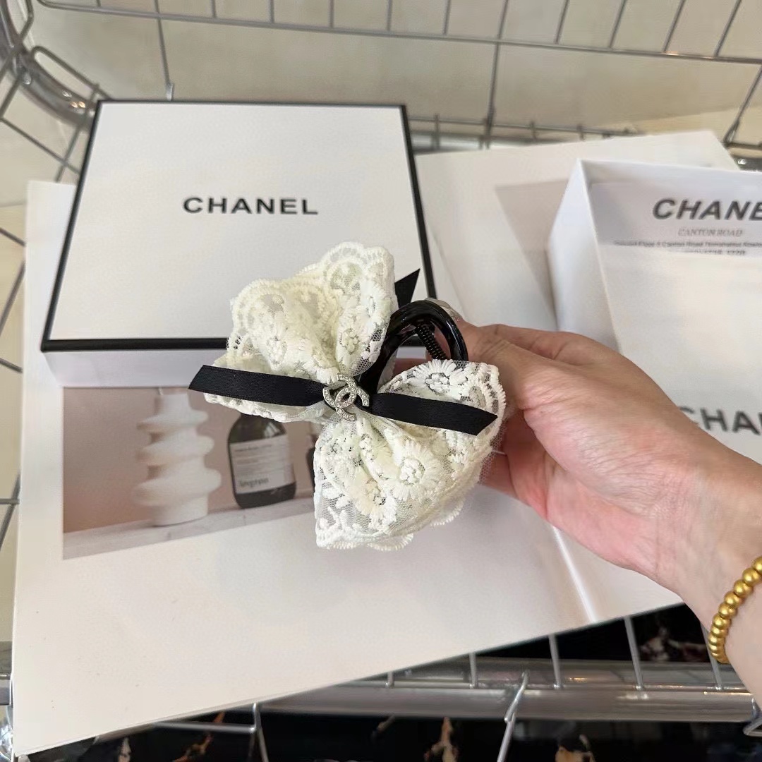 CHANE1 ダブルC レース ヘアクリップ【50％割引+送料無料】