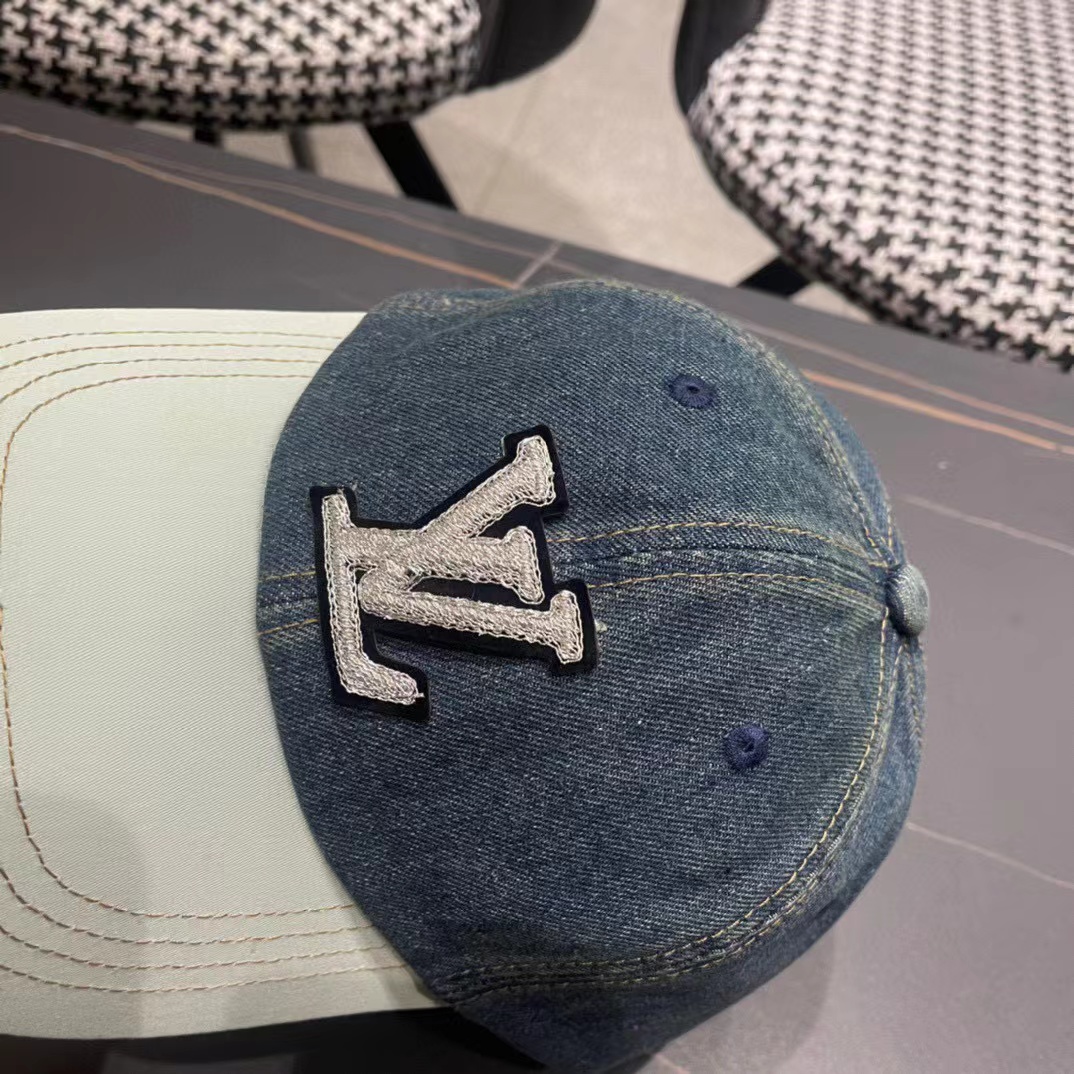 LV刺繍ロゴカラーブロックベースボールキャップ【50％割引+送料無料】