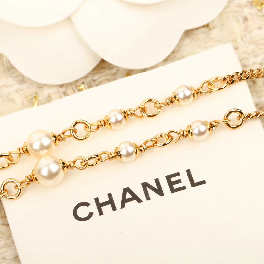 CHANE1 ダブルC ハートパールネックレス【50％割引+送料無料】