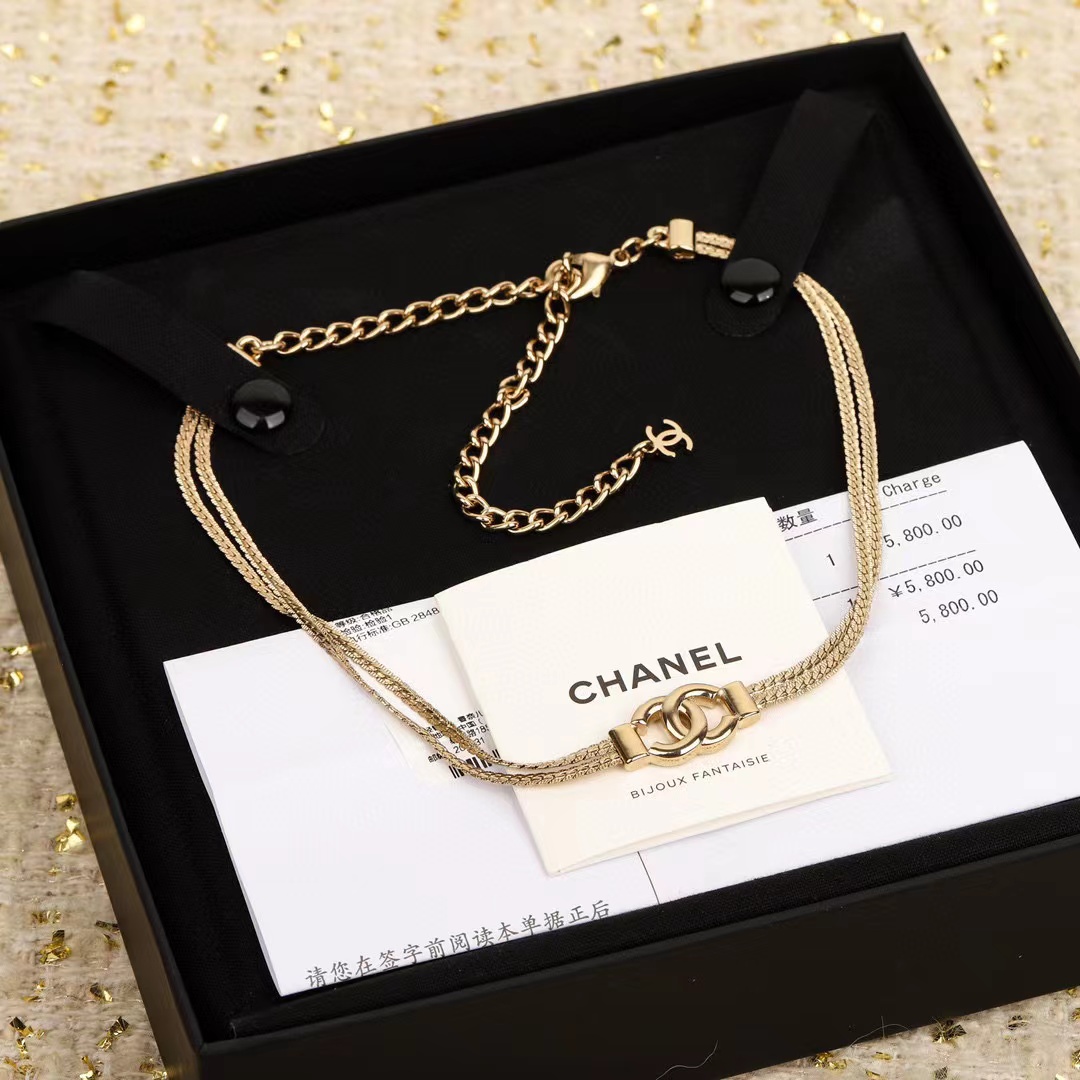 CHANE1 ダブルC シンプルネックレス【50％割引+送料無料】