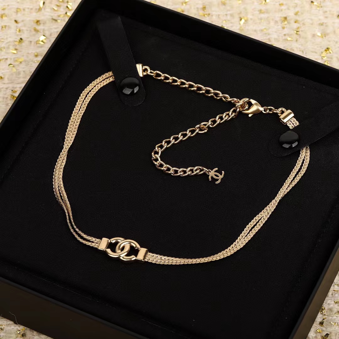 CHANE1 ダブルC シンプルネックレス【50％割引+送料無料】