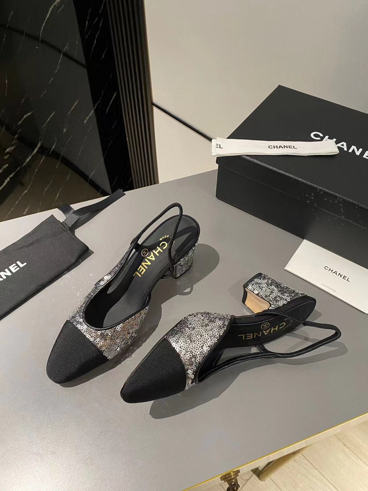 CHANE1 高品質シープスキン スパンコール ハイヒール【50％割引+送料無料】