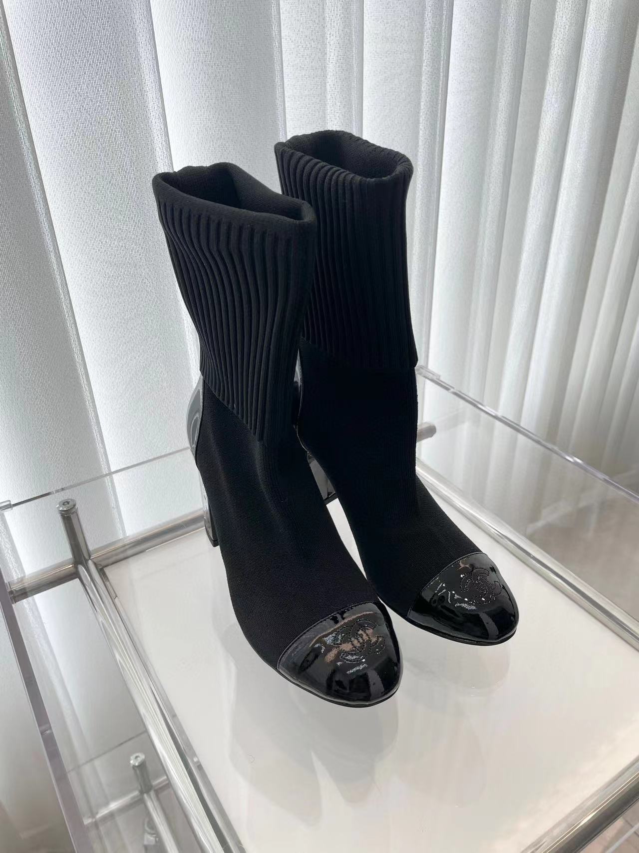 CHANE1 高品質パテントレザーウールブーツ【50％割引+送料無料】