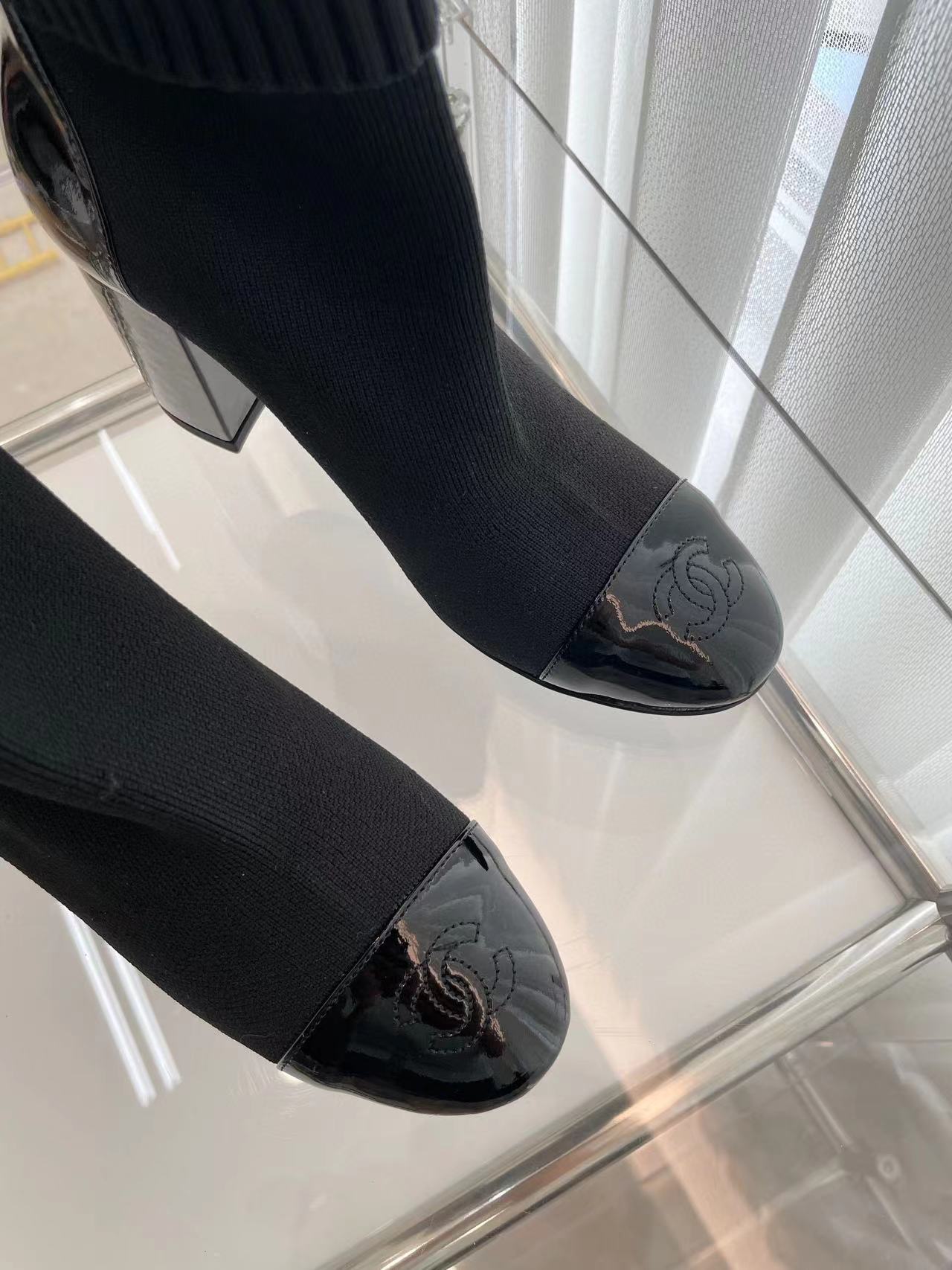 CHANE1 高品質パテントレザーウールブーツ【50％割引+送料無料】