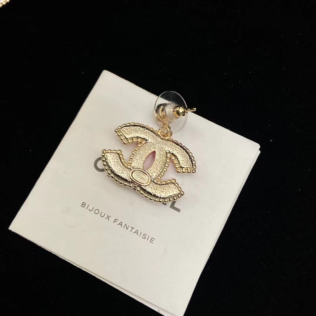 CHANE1 ピンク ダブル C スタッド ピアス【50％割引+送料無料】