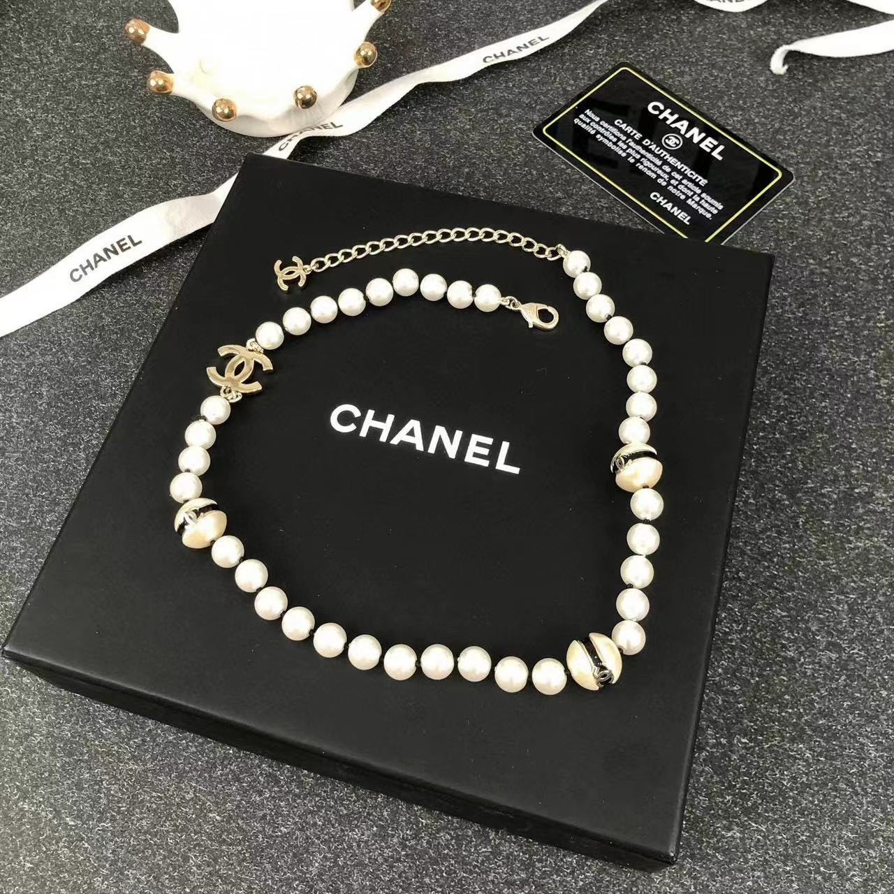 CHANE1 ダブルCパールネックレス【50％割引+送料無料】