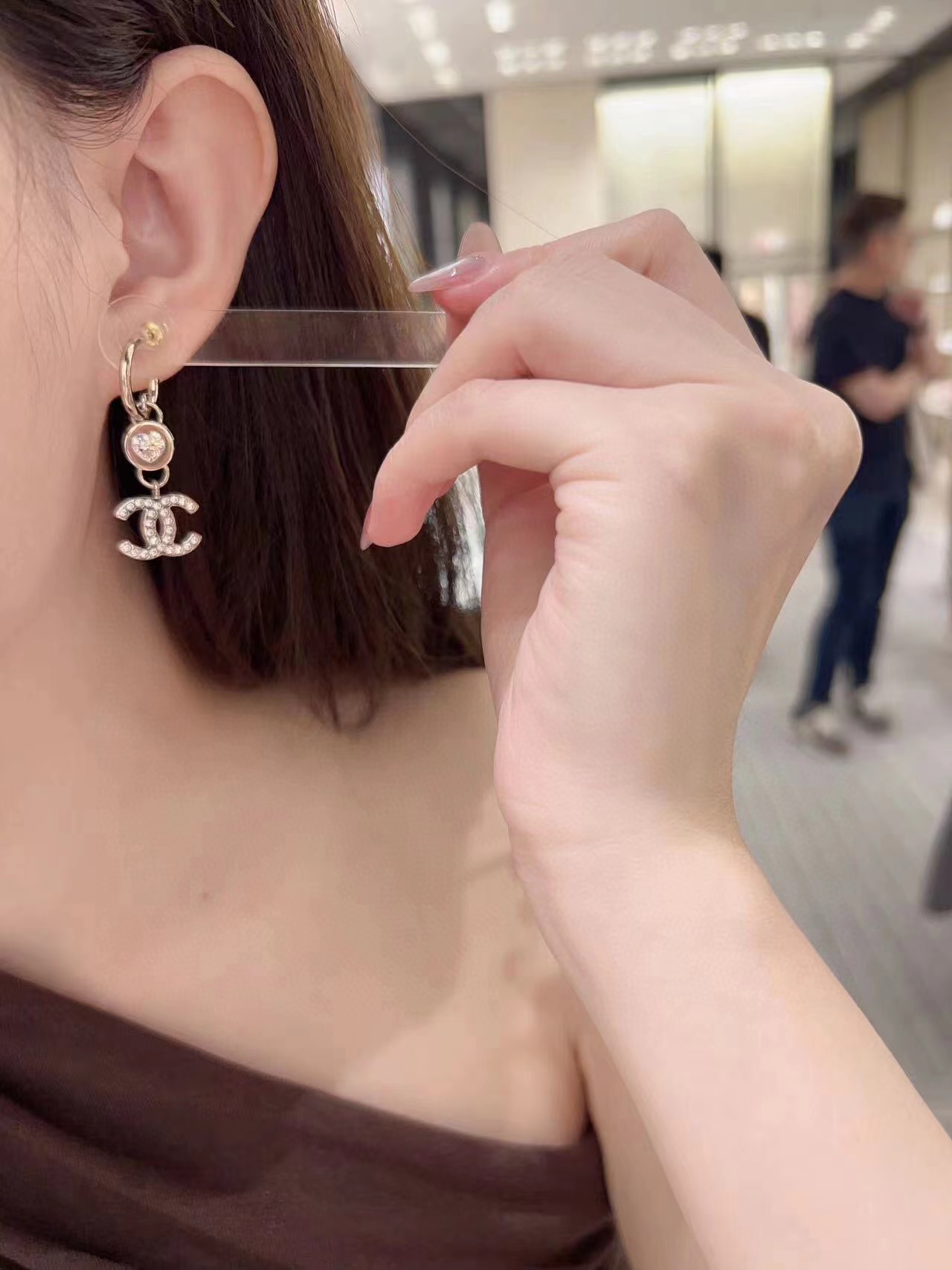 CHANE1 ハート ダブルC ダイヤモンド ピアス【50％割引+送料無料】