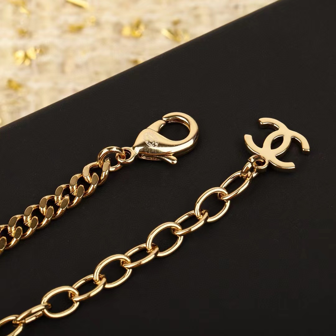 CHANE1 ダブルCパールハートナンバーネックレス【50％割引+送料無料】