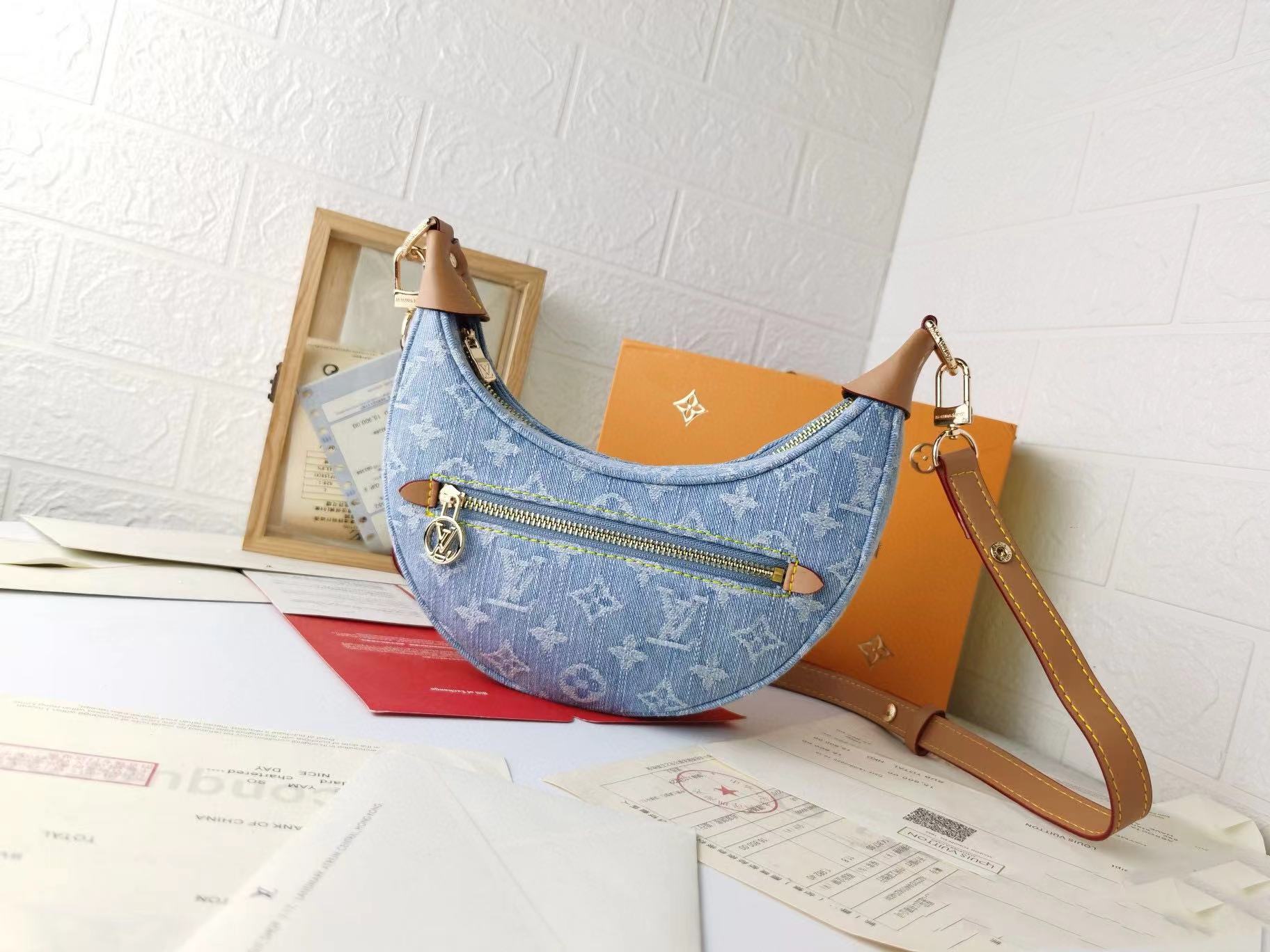 LV老眼用デニムクレセントバッグ【50％割引+送料無料】