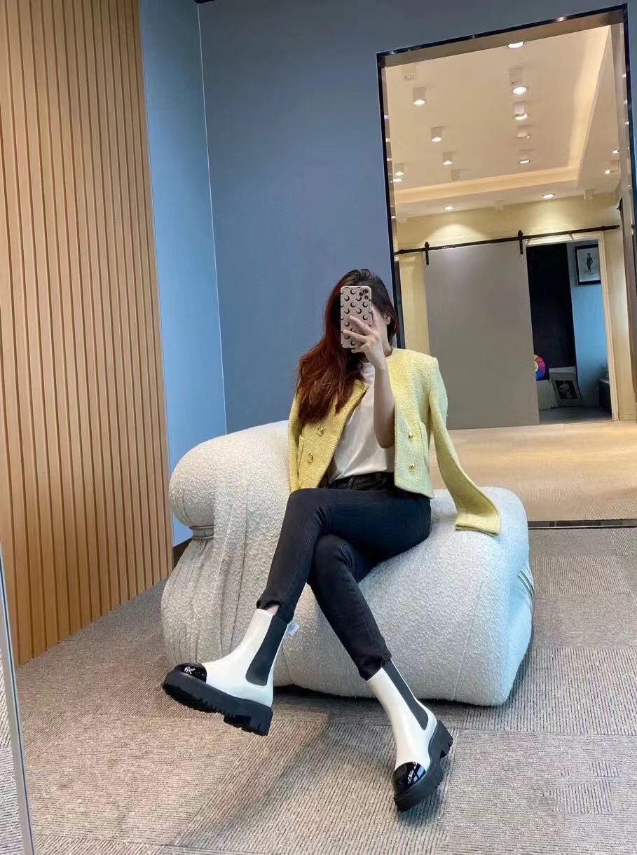 CHANE1 高品質ダブルCロゴ白黒マーティンブーツ【50％割引+送料無料】