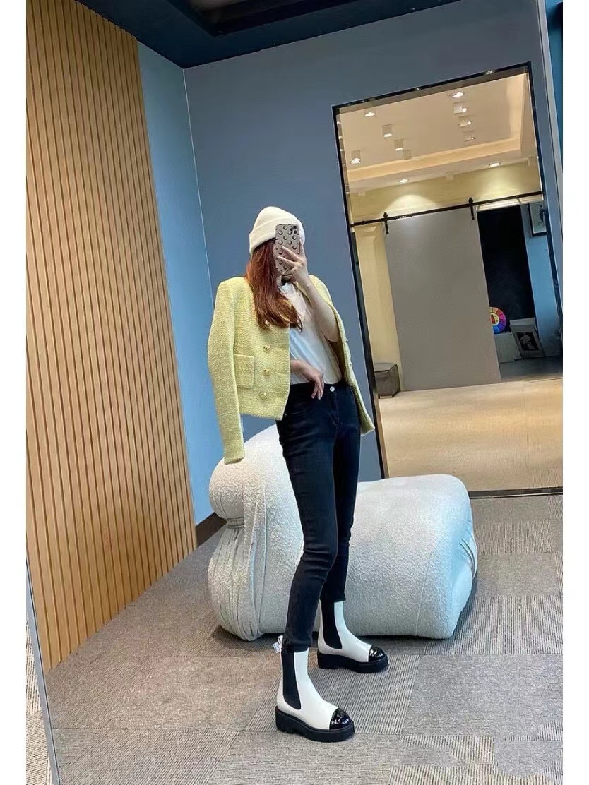 CHANE1 高品質ダブルCロゴ白黒マーティンブーツ【50％割引+送料無料】