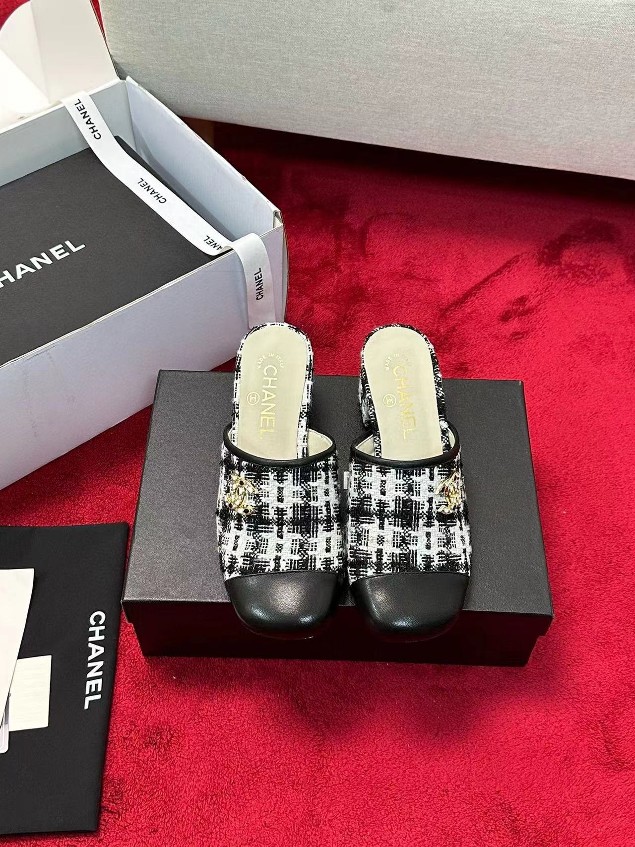 CHANE1 秋冬用高級織りハーフスリッパ【50％割引+送料無料】