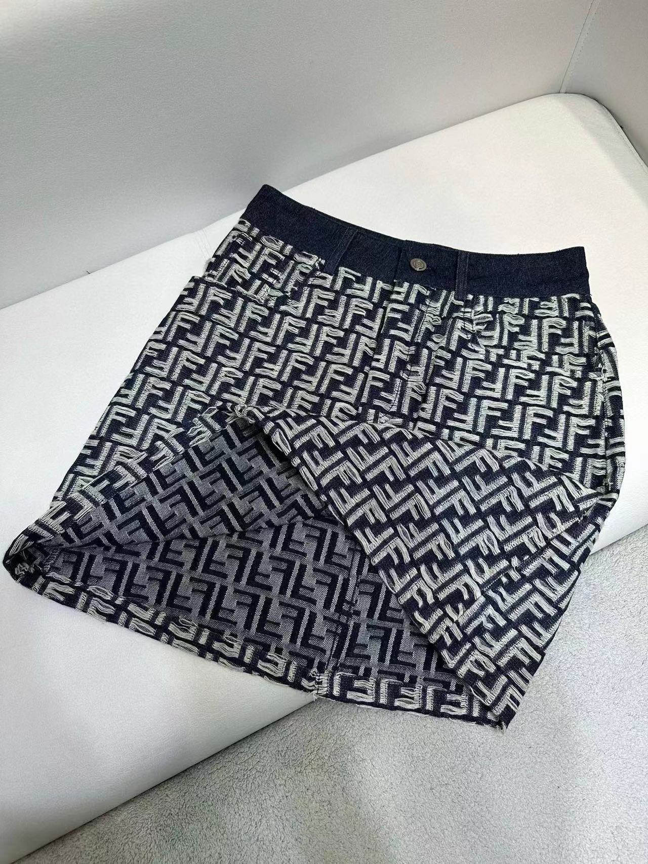 FEND1 高級デニムジャケット+スカート2点セット【50％割引+送料無料】