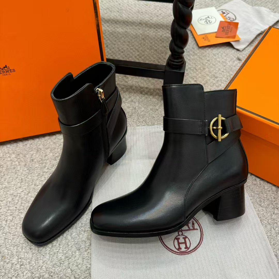 HERME5 高品质レザーハイヒールショートブーツ【50％割引+送料無料】
