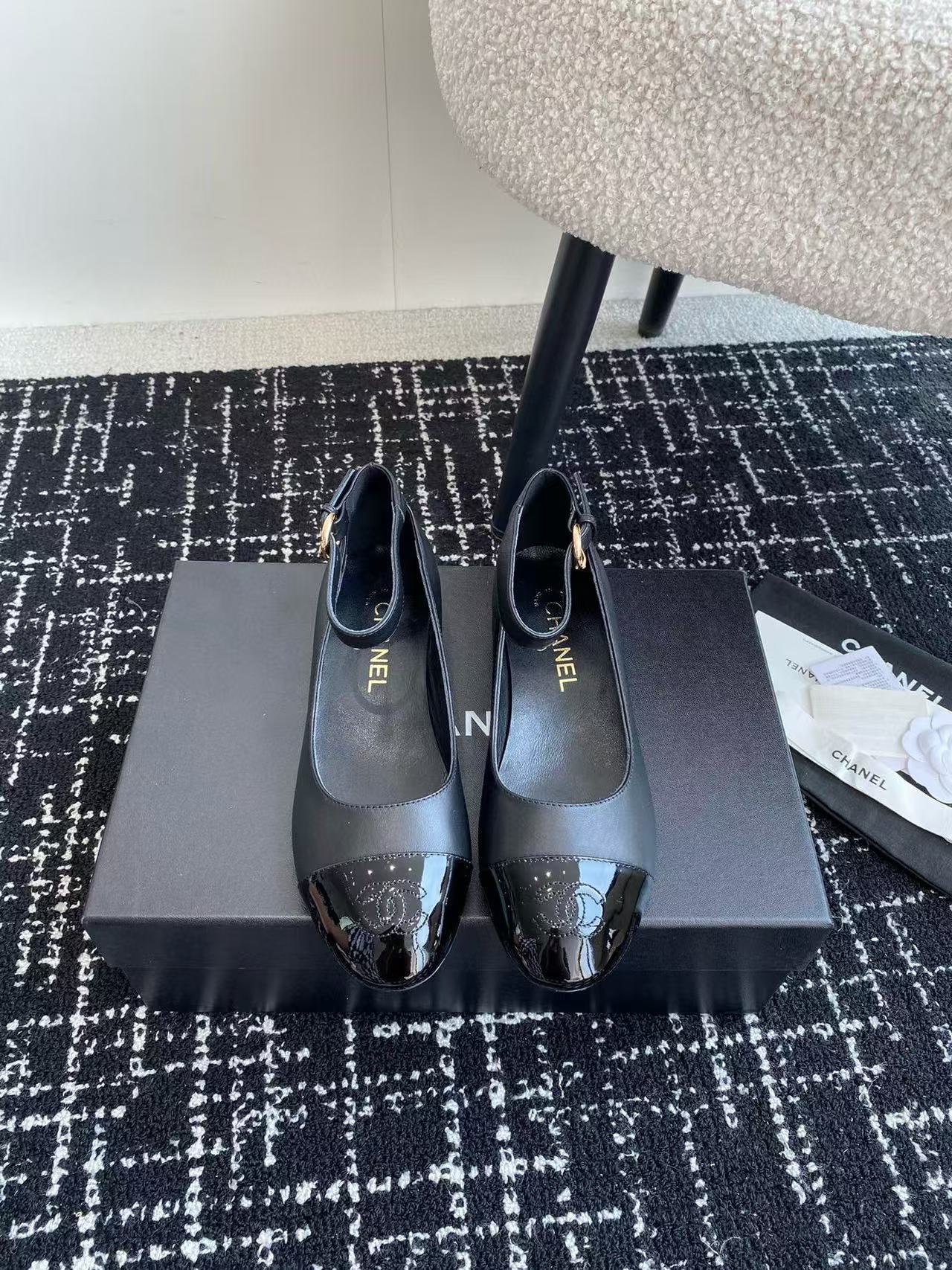 CHANE1 高品質ダブル C フラットシューズ【50％割引+送料無料】