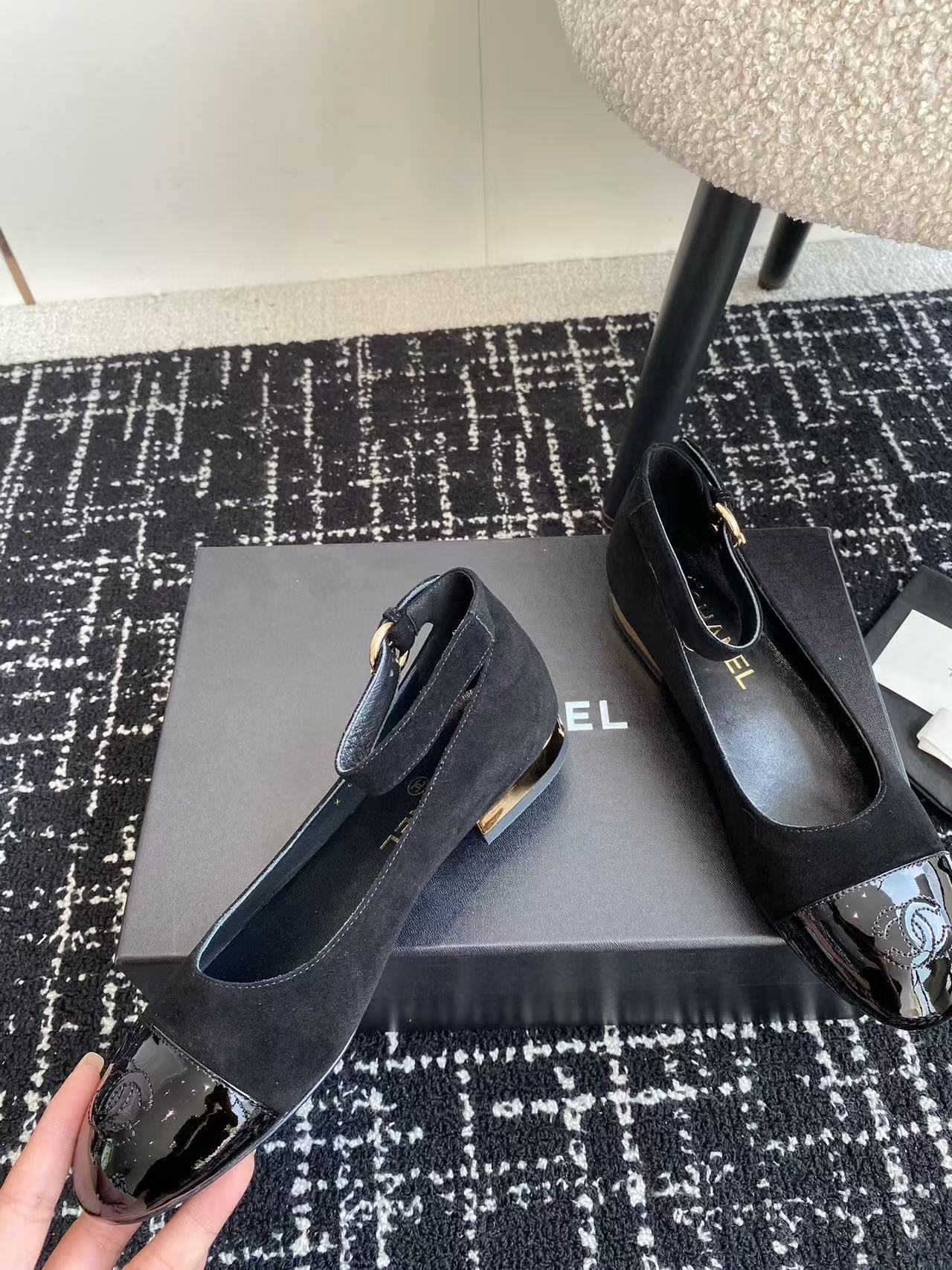 CHANE1 高品質ダブル C フラットシューズ【50％割引+送料無料】