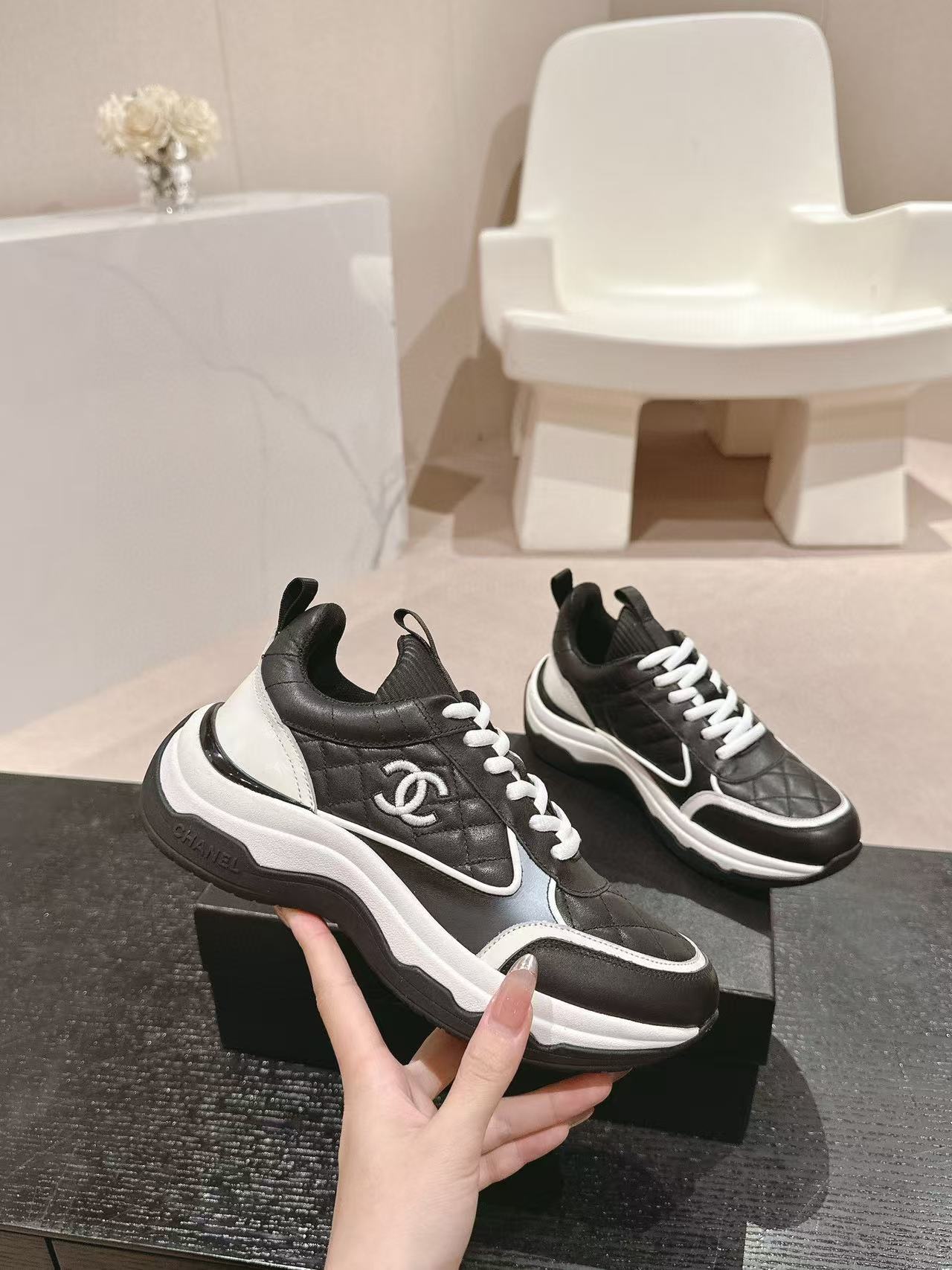 CHANE1 高品質ダブル C ロゴ パンダ カジュアル シューズ【50％割引+送料無料】