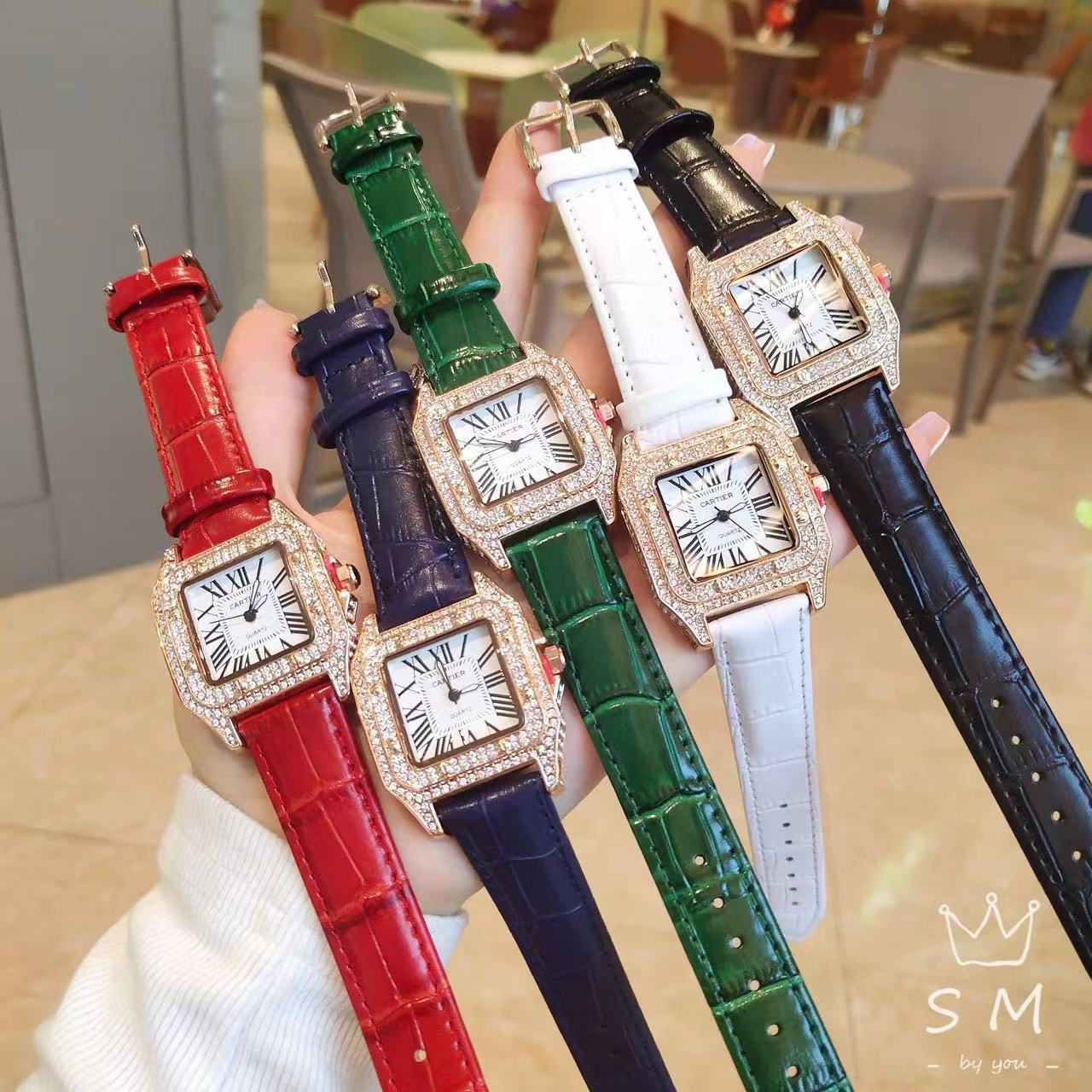 CART1ER 3連ダイヤモンド レディースウォッチ【50％割引+送料無料】