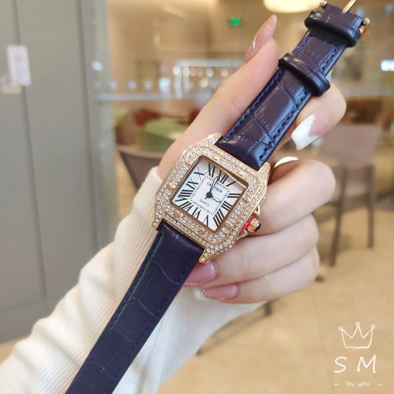 CART1ER 3連ダイヤモンド レディースウォッチ【50％割引+送料無料】