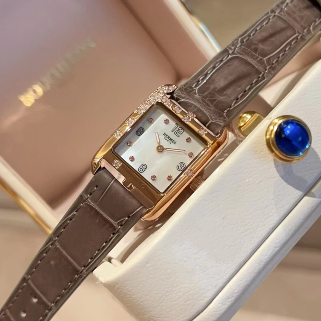 HERME5 クロコダイルレザー ダイヤモンド レディースウォッチ 【50％割引+送料無料】