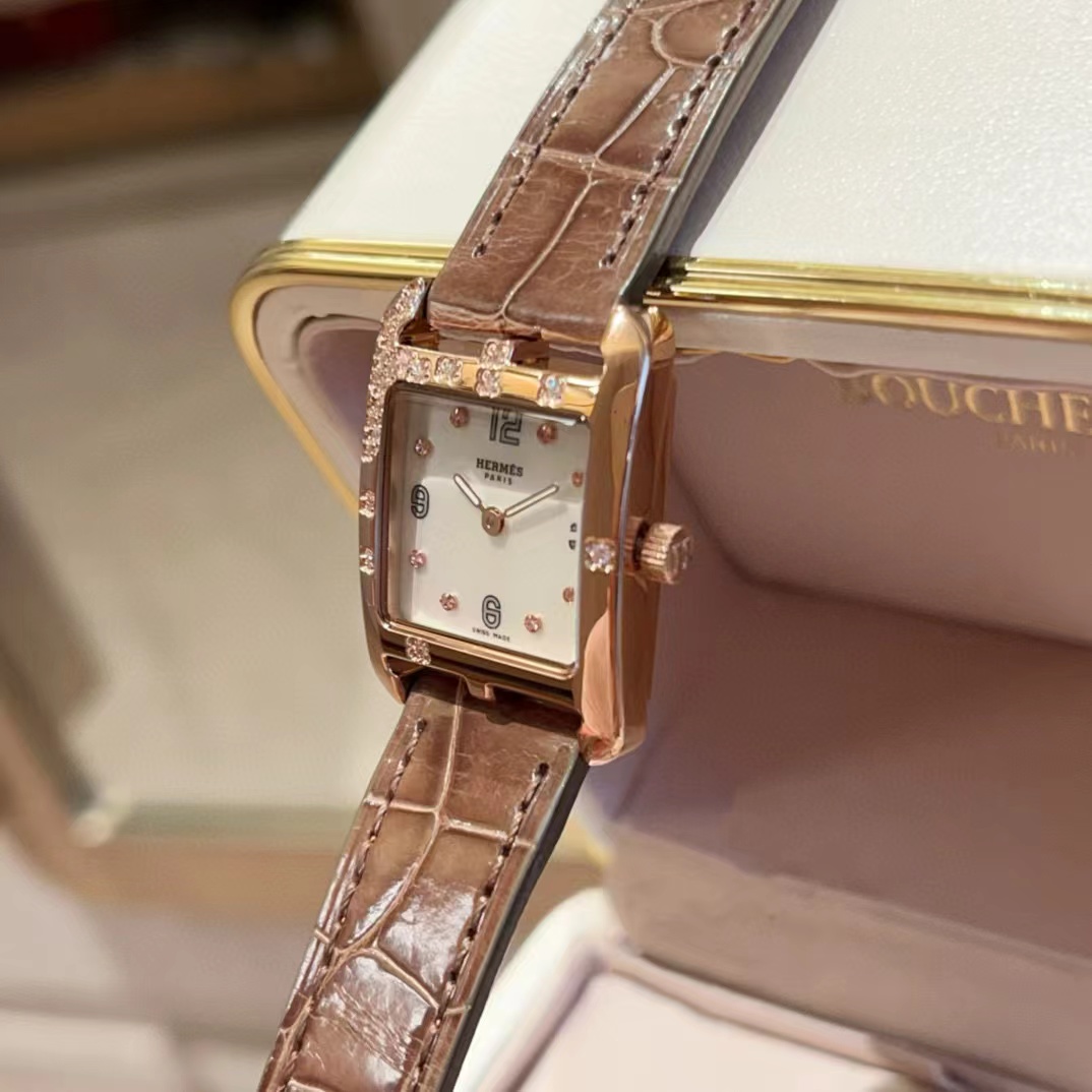 HERME5 クロコダイルレザー ダイヤモンド レディースウォッチ 【50％割引+送料無料】