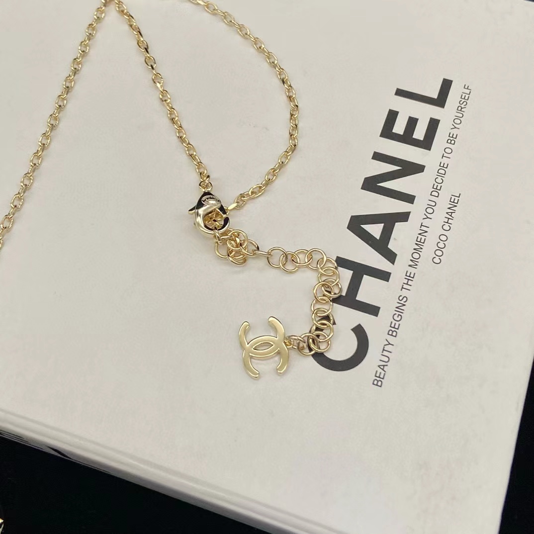 CHANE1 ダブルC中空ダイヤモンドパールネックレス【50％割引+送料無料】