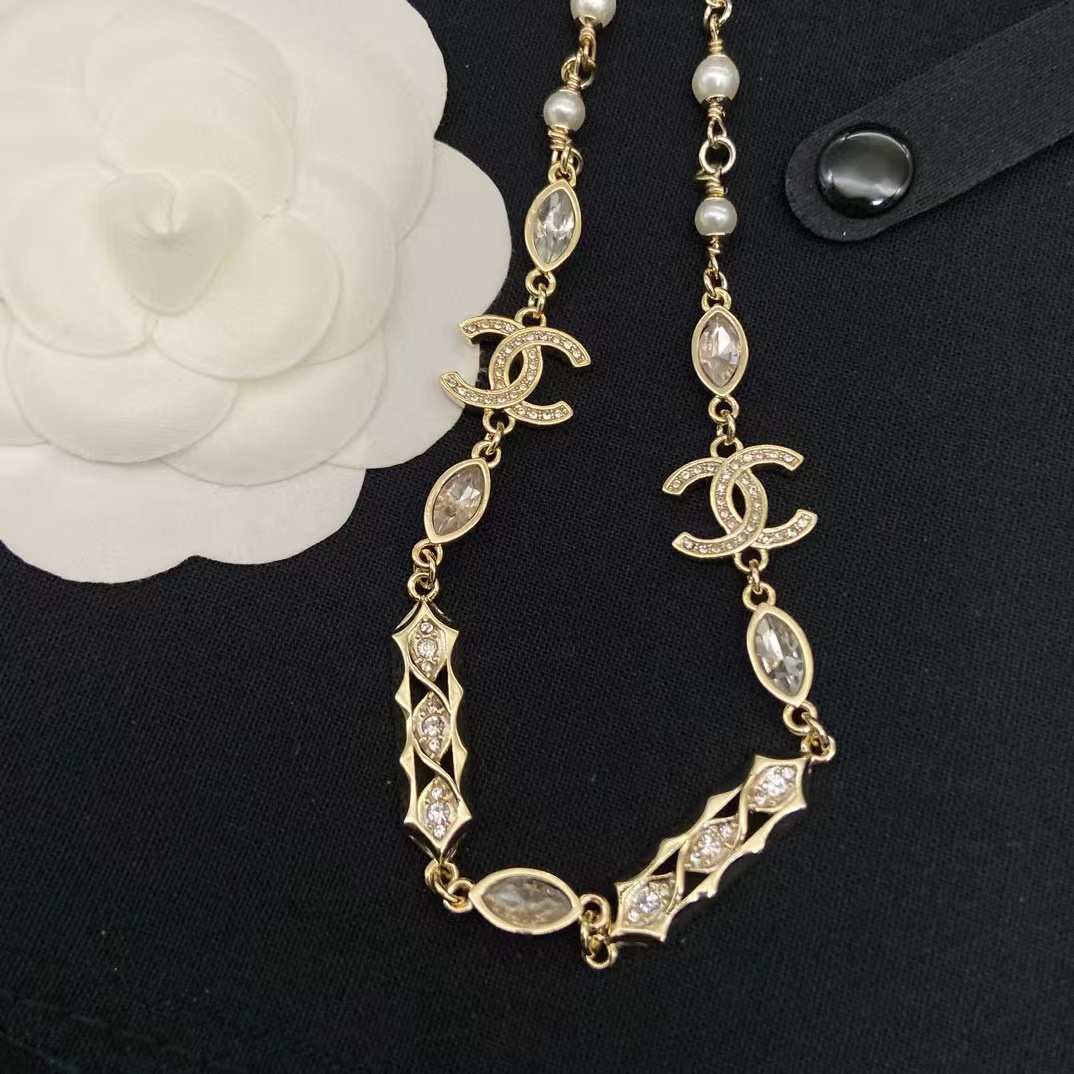 CHANE1 マーキス ダイヤモンド CC パール ネックレス【50％割引+送料無料】