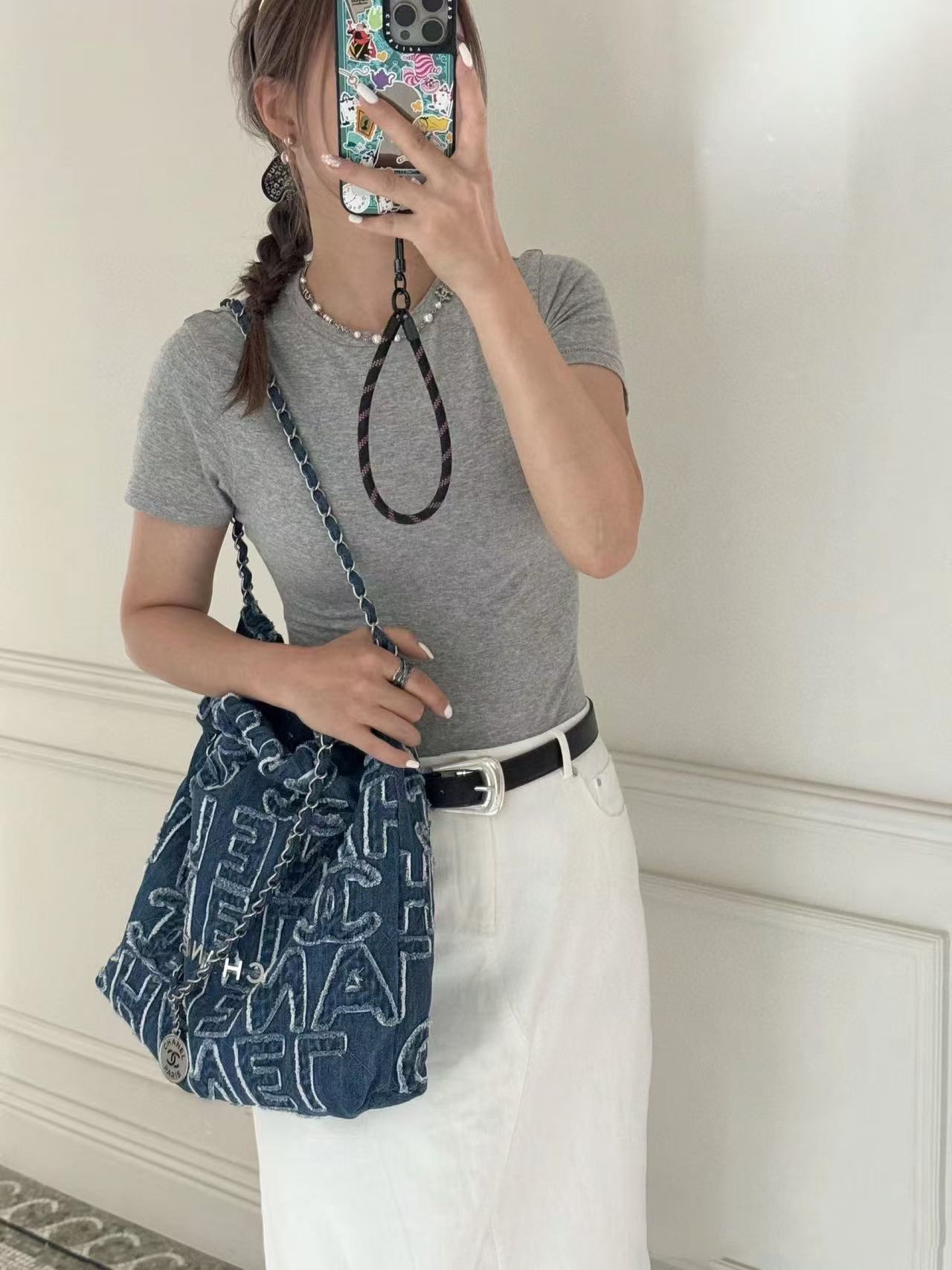 CHANE1 デニム チェーン バックパック ショッピング バッグ【50％割引+送料無料】