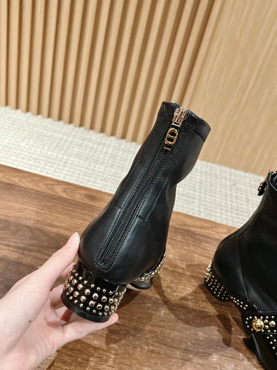 DI0R 高品質 CD ロゴ ビーズ ジッパー ブーツ【50％割引+送料無料】